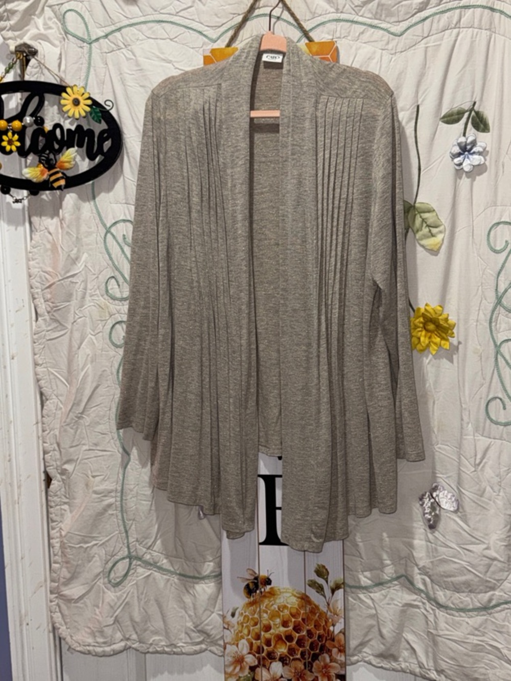 NWOT Cato sz22/Light Taupe Open-Front Ribbed Cardigan Sweater - Women